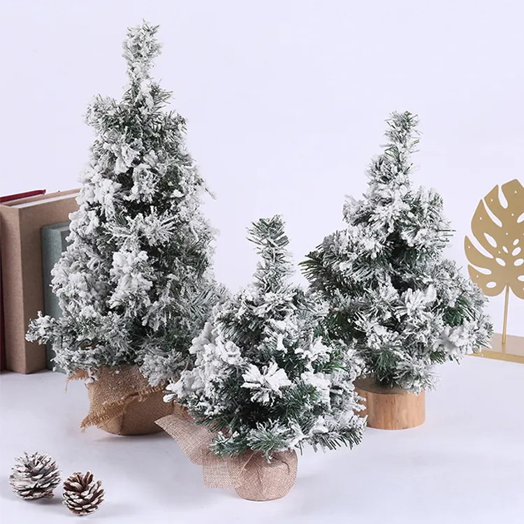Aiguille de pin en PVC avec arbre artificiel vert neige, ornements de décoration de bureau, Mini arbre de noël, meilleure vente