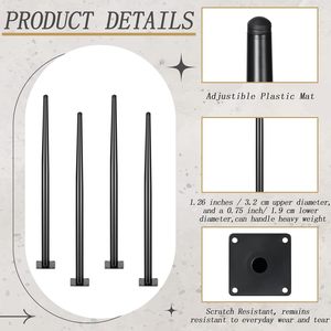 Patas de Muebles Redondas Cónicas Modernas de Hierro de 34 Pulgadas, Resistentes, de Repuesto para Sillas, Sofás, Mesas de Centro, Escritorios, Bares, DIY - Product Image 3