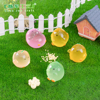 Weij Resin Hiasan Taman DIY Bentuk Ayam Buah Jeruk Bercahaya Lucu Dilukis Tangan Seperti Asli, Aksesoris Dekorasi Meja Mini