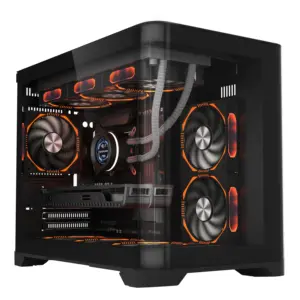 full tower desktop with lcd side glass white pc casing cpu cabinet atx acrylic cooling gaming computer case