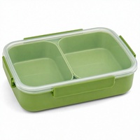 Boîte à lunch en plastique de qualité alimentaire 1,5 L, 2 compartiments, compatible micro-ondes, anti-fuite, conteneur bento CPC pour le bureau, l'école, les pique-niques