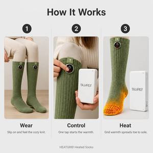 Chaussettes chauffantes <span class=keywords><strong>Bluetooth</strong></span> rechargeables pour l'hiver, le snowboard, le ski, la randonnée, antidérapantes, respirantes, Coolmax, patchwork décontracté - Product Image 4