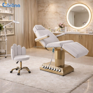 Lit de beauté électrique réglable de luxe pour <span class=keywords><strong>salon</strong></span> de beauté avec tabouret pour technicien - Product Image 1