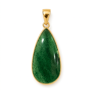 Pendentif en argent vintage HA Gems pour mariage, aventurine, bijoux pour femmes, pierre précieuse naturelle, fait main, plaqué or, forme de goutte, classique - Product Image 1