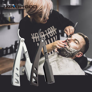 उच्च गुणवत्ता वाले चेहरे फोल्डेबल धातु कट गले चाकू स्टेनलेस स्टील ब्लेड सीधे बार्बर रेजर - Product Image 2