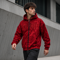 IKDEER Sweat à capuche zippé personnalisé avec imprimé effet craquelé en coton épais pour marque streetwear, commande en gros