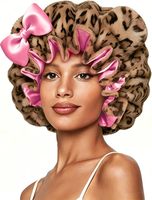 Bonnet d'hiver réglable avec oreilles d'ours mignonnes et nœud, unisexe, grande taille, doux, en fausse fourrure, doublure en satin, idéal pour cheveux bouclés/tressés