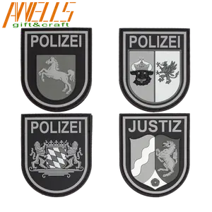 Deutschland Polizei Feuerwehr Rettungsdienst Bundeswehr Justiz Adler Schild Tactical Rubber Weiche PVC Abzeichen Haken Patch