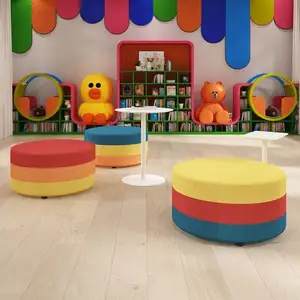 Chiquitos colorato circolare moderno modulare per il tempo libero in tessuto divano basso sgabello per ufficio negozio di attesa Area di attesa Lobby