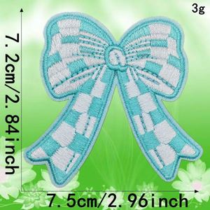New Hot Iron on Embroidered Colorful Checkered Bow Knot Patch for Hat Hoodies Decoration - Product Image 3
