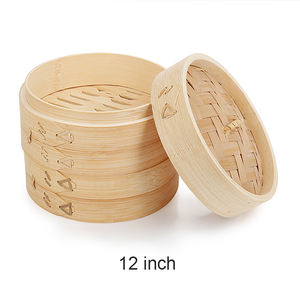 Cestello per Cottura a Vapore in Bambù Personalizzato all'Ingrosso, Vaporiera per Ravioli e Dim Sum con Bacchette, Forma Rotonda Marrone per Cucina - Product Image 4