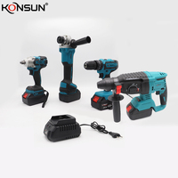 Nouveaux outils électriques combinés scellés de vente d'origine Ensemble de 4 kits d'outils Perceuse sans fil 21v et meuleuse d'angle et marteau et clé