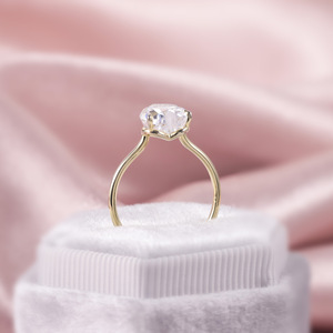 Gioielli personalizzati in oro reale in tinta unita 10K 14K 18K Solitaire VVS diamanti taglio cuore rosa Moissanite anelli da donna - Product Image 3