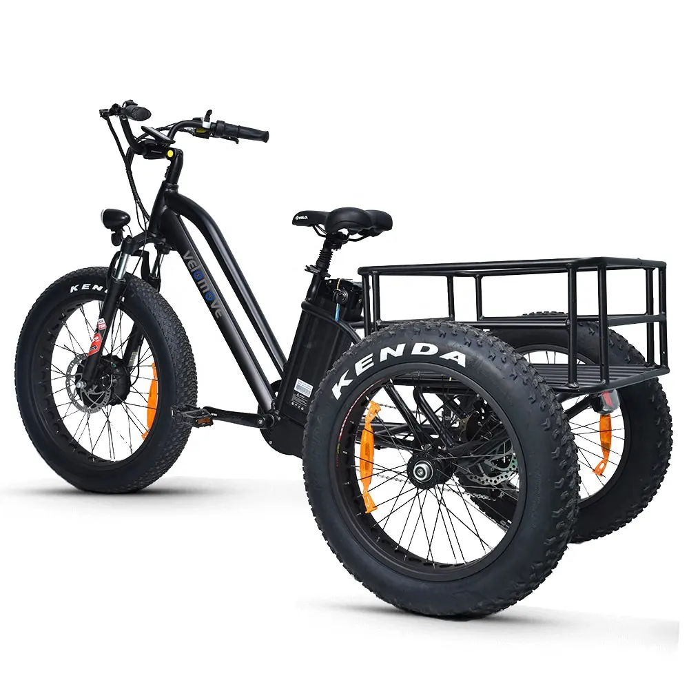 VeloMove 20/24 inch Cheap Fat Tire 500W Pedal Assist Adult Electric Tricycle Three Wheel Electric Bike