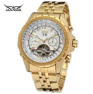 Đồng Hồ Cơ Nam Vàng Thời Trang JARAGAR 070 Đồng Hồ Thép Mới Nhất Chống Nước Flying Tourbillon Lịch Tất Cả Các Loại Đồng Hồ Đeo Tay