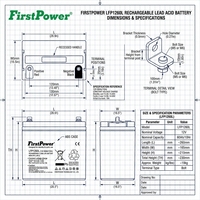 FirstPower LFP1260L 12V 60Ah Batería de Perfil Bajo con Carcasa Ignífuga y BMS para Vehículos Turísticos, Monitoreo Fluvial y Almacenamiento de Energía Solar Fotovoltaica