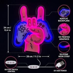 Enseigne néon personnalisée imprimée UV avec alimentation USB 5V pour la décoration de salle de jeux - Product Image 3