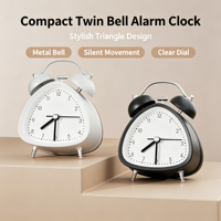 Jam Alarm Logam Estetis Siap Kirim, Layar Dapat Diredupkan Fungsi Snooze Jam Meja Senyap untuk Meja Samping Tempat Tidur Hadiah Rumah