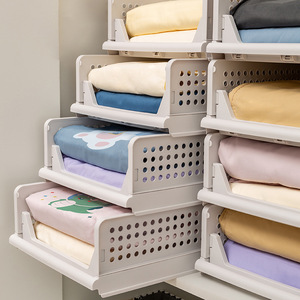 Stackable Storage Basket Foldable Closet Organizers Drawer Shelf Storage <strong>Container</strong> <strong>Box</strong> for Wardrobe Kitchen Bathroom Office - Product Image 4