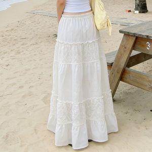 Jupe longue évasée taille haute légère style bohème pour femme, idéale pour les vacances d'été - Product Image 6