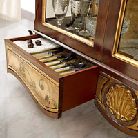 Vitrine en bois massif avec sculptures dorées baroques luxueuses pour meubles de maison Magnifique mobilier de salon