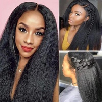 Perruque Lace Frontale Raide Crépu 4C Baby Hair Transparente 13x4 Frisée Crépue Pré-Épilée Yaki Brésilienne 360 avec Closure