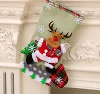 Meias grandes de presente de natal, meias de tecido de papai noel alce para crianças decoração de natal
