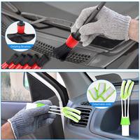 Kit de 33 brosses de nettoyage pour l'esthétique automobile, brosses en plastique pour jantes et pneus, kit de detailing pour lavage de voiture, kit d'outils pour aspirateur
