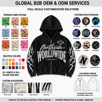 Sweat-shirt en coton épais pour homme, coupe oversize unisexe, avec fermeture éclair intégrale, imprimé, effet délavé, coupe décontractée, vente en gros