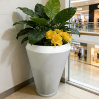 Pot de fleurs rond classique en fer, taille et couleur personnalisées, avec logo, finition galvanisée, écologique, pour usage intérieur en centre commercial