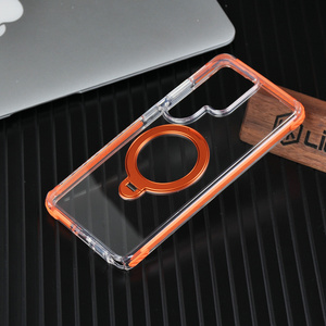 Étui de téléphone portable magnétique transparent avec béquille rotative à 360° pour Samsung S26 Ultra S26+ S26, support anneau métallique rotatif à 360° - Product Image 1