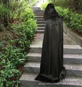 Disfraz de Halloween capa de muerte negra capa grande diablo capa negra con capucha