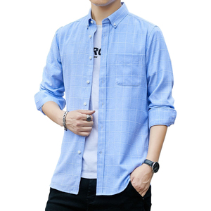 <span class=keywords><strong>Camisa</strong></span> Oxford a <span class=keywords><strong>Cuadros</strong></span> de Algodón al por Mayor para <span class=keywords><strong>Hombre</strong></span>, Cuello con Botones, Corte Ajustado, Manga Larga, Camisas a Rayas para <span class=keywords><strong>Hombre</strong></span> - Product Image 2