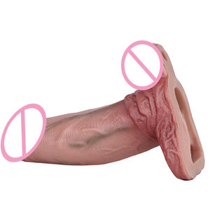Manchon de pénis réaliste réutilisable en silicone <span class=keywords><strong>Anneau</strong></span> de pénis 6.9 pouces Extension de pénis ultra-doux pour couples Sex toy - Product Image 5