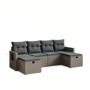 Conjunto de Sofá de Jardín de Ratán Gris Oscuro con Cojines de Espuma de Alta Densidad, Muebles de Exterior de Diseño Contemporáneo, Resistentes al Agua y a los Rayos UV - Product Image 1