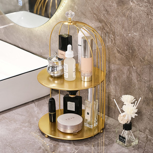 Estante de almacenamiento de jaula de pájaros de hierro forjado antiguo, organizador de escritorio de Metal para inodoro, cuidado de la piel y cosméticos para baño y oficina en casa - Product Image 4