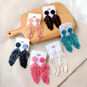 Marble Acetate Acrylic Palm <strong>Leaf</strong> Dangle Earrings Multi Color Hollow Cutout Feather <strong>Leaf</strong> Drop Earrings Bohemian Beach <strong>Jewelry</strong> - Product Image 2