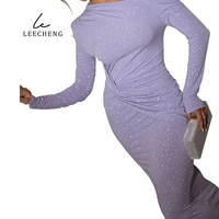 Robe courte asymétrique à col romantique et scintillant, taille empire, coupe skinny/straight-leg, style romantique