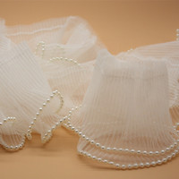 Bordure en dentelle plissée double couche en maille à motif uni, motif méduse, avec perles et volants élastiques, 9 cm, pour vêtements, jupes et ourlets de couture DIY
