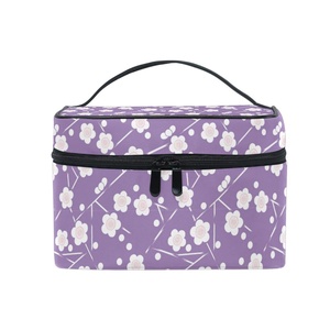 Fashion Design Flowers Printing Portable Make up Briefcase Travel Hard Bag Soft Waterproof Cosmetic Bag for Sale - Product Image 1