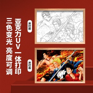 Lampe de table solaire LED Luffy, lumière de nuit, anime One Zoro, lumière tricolore, cadre photo lumineux, télécommande tactile, étanche IP55 - Product Image 3