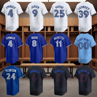 Maillots de baseball personnalisables pour hommes, bleu et blanc, avec logos brodés, uniformes de baseball