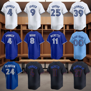 男士可定制棒球球衣 蓝白色棒球衬衫 带刺绣徽标 棒球制服 - Product Image 3