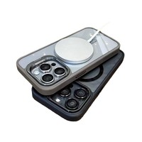 Coque de téléphone mince électroplaquée transparente avec béquille magnétique, protection antichoc et support pliable pour les séries 16, 15, 14, 13