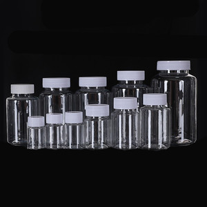 <span class=keywords><strong>15ml</strong></span> 20ml <span class=keywords><strong>30ml</strong></span> 50ml 80ml 100ml 150ml 200ml 250ml 300ml 500ml nhựa <span class=keywords><strong>PET</strong></span> Vòng rộng miệng viên nang chai với nắp màu trắng - Product Image 1