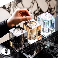 Stylo en cristal personnalisé, conteneur pour coton-tige, fournitures de bureau d'hôtel, décoration de la maison, accessoires de salle de bain, artisanat en cristal, décoration