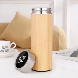 Gourde botol tasse su misura Travel sottovuoto borraccia legno astuto acciaio inossidabile bottiglia d'acqua di bambù