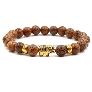 Nouveauté Bracelet pour homme fait main avec breloques en pierre naturelle volcanique, œil <span class=keywords><strong>de</strong></span> tigre et éléphant - Product Image 4