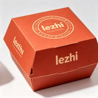 Caja de Hamburguesas de Papel Kraft Personalizada al por Mayor, Embalaje Desechable para Hamburguesas para Llevar con Laminación Mate Tipo Carpeta
