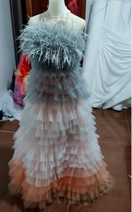 2026 Luxury Fairy Gradient <strong>Color</strong> Ombre Tulle Evening Dress Gradient Feather Crystal <strong>Ball</strong> <strong>Gown</strong> for Dubai Pre Wedding Photo Shoot - Product Image 2